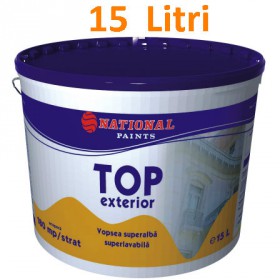 National Paints TOP EXTERIOR - vopsea superlavabila, superalba 15 Litri